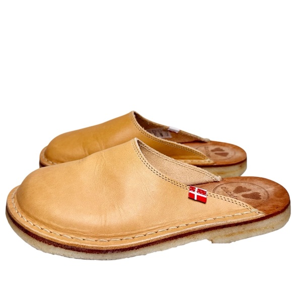 Duckfeet Blavand Leather Clogs Tan Brown Mules SZ 38 - Picture 2 of 12
